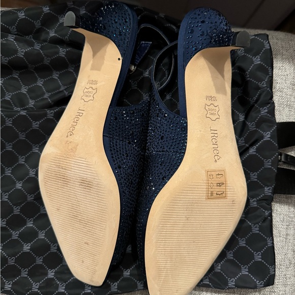J. RENEE navy sparkly open toe sling back shoes with low heel size 10.5 IMPULS - Picture 3 of 5
